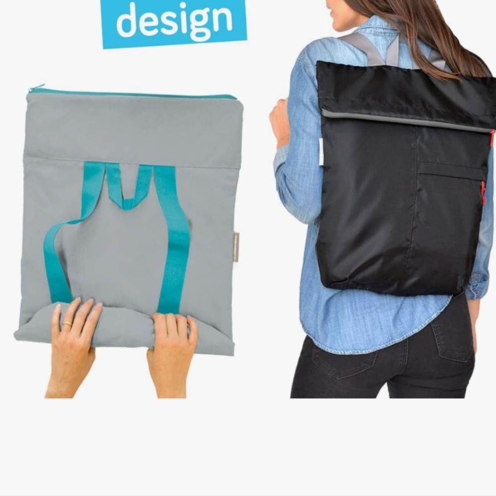 flip & tumble reusable folding backpack All Blue - Picture 3 of 5